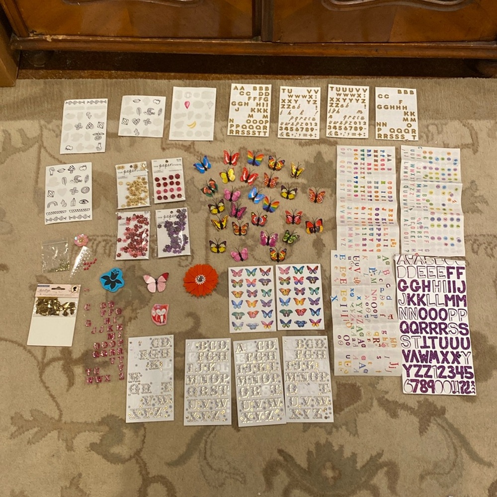 🦋 Craft Supplies Stickers, Scrapbooking Tools Letters Floral Garden Butterfly